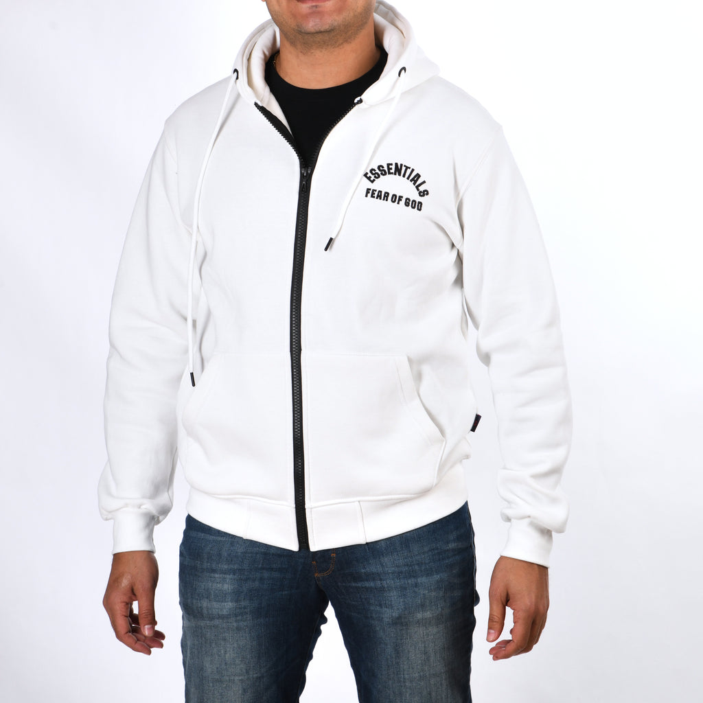 Men Pull&Bear Zipper Sweatshirt Padded (White)