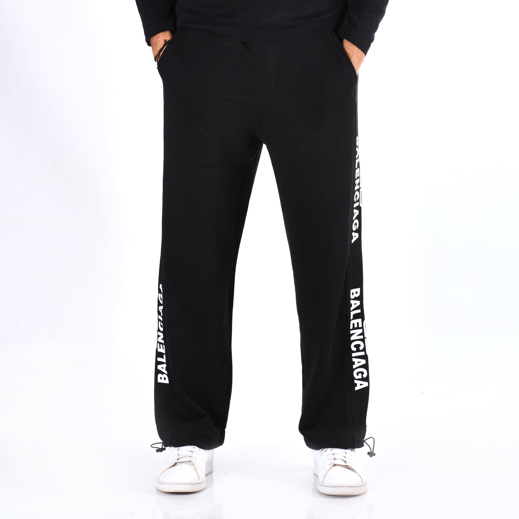 Men Cotton Relaxed Fit Pants Balenciaga (Black)