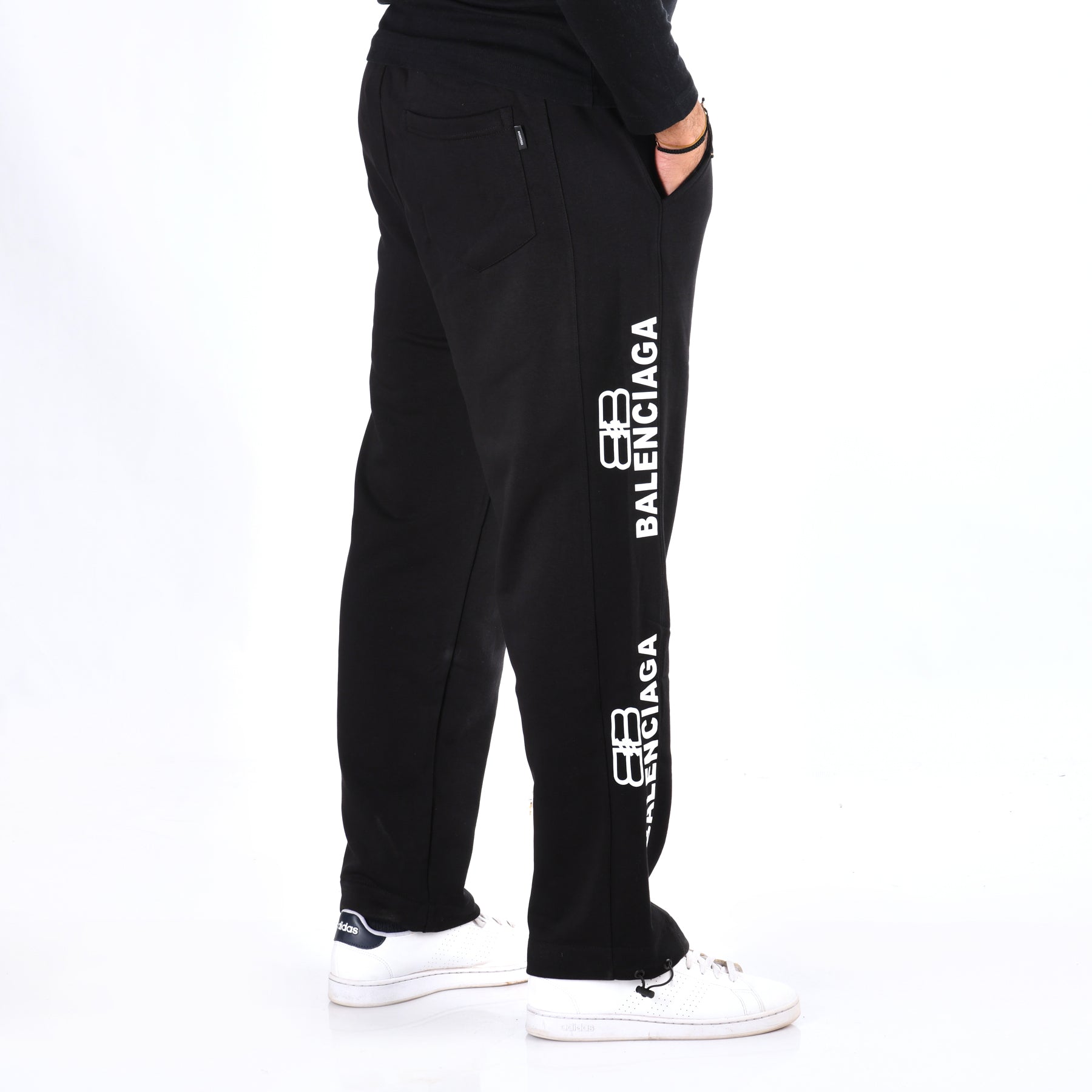 Men Cotton Relaxed Fit Pants Balenciaga (Black)