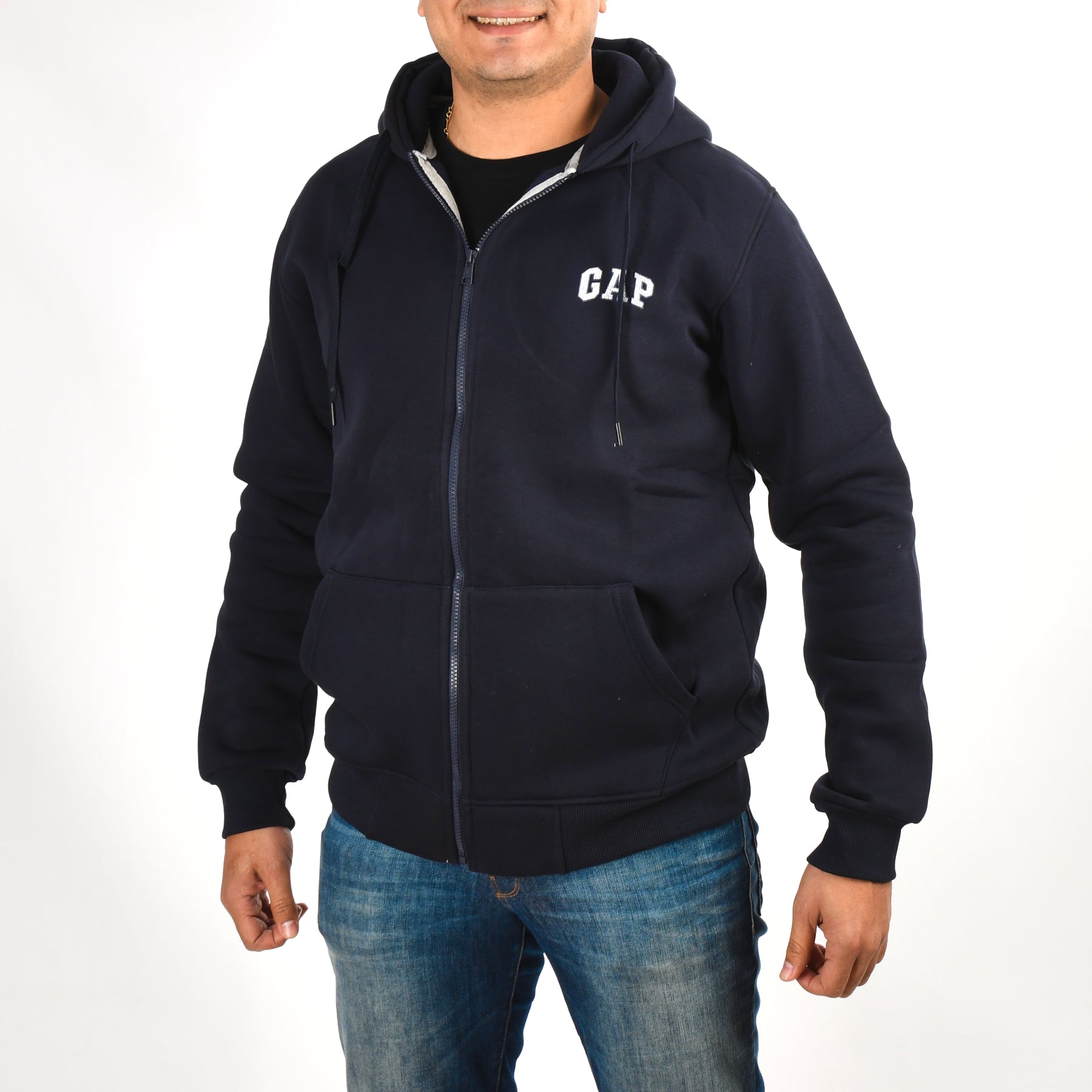 Men Gap Zipper Sweatshirt Padded (Dark Blue)