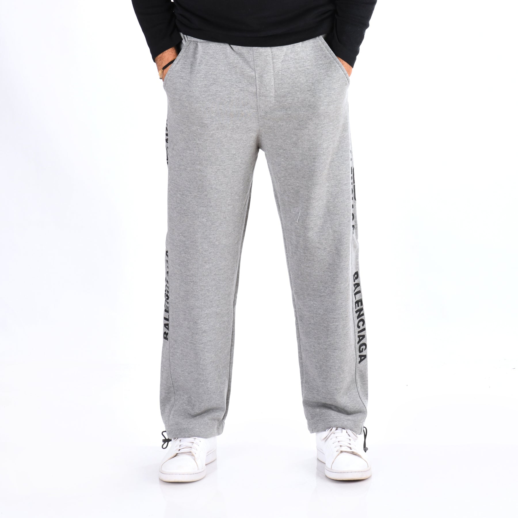 Men Cotton Relaxed Fit Pants Balenciaga (Gray)