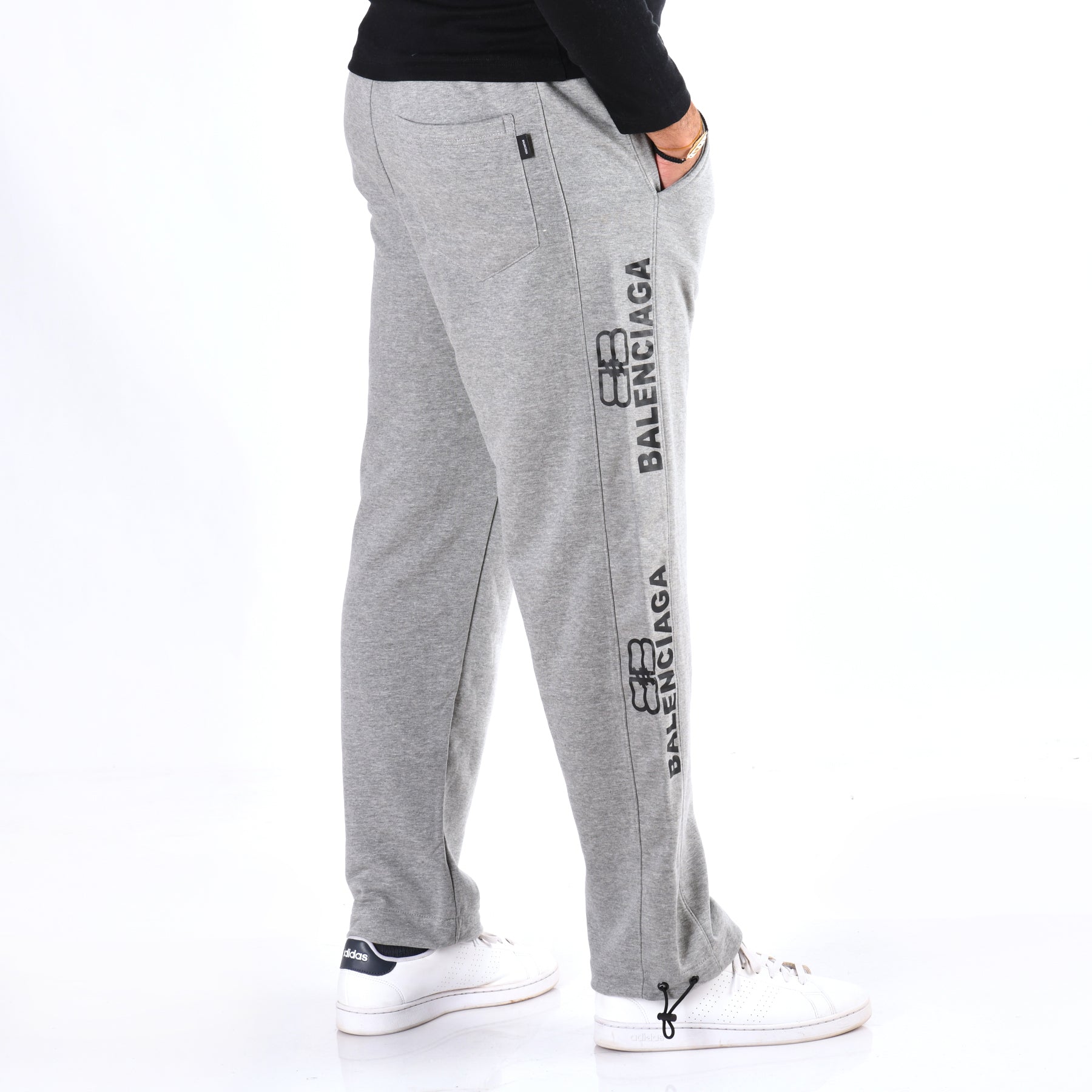 Men Cotton Relaxed Fit Pants Balenciaga (Gray)