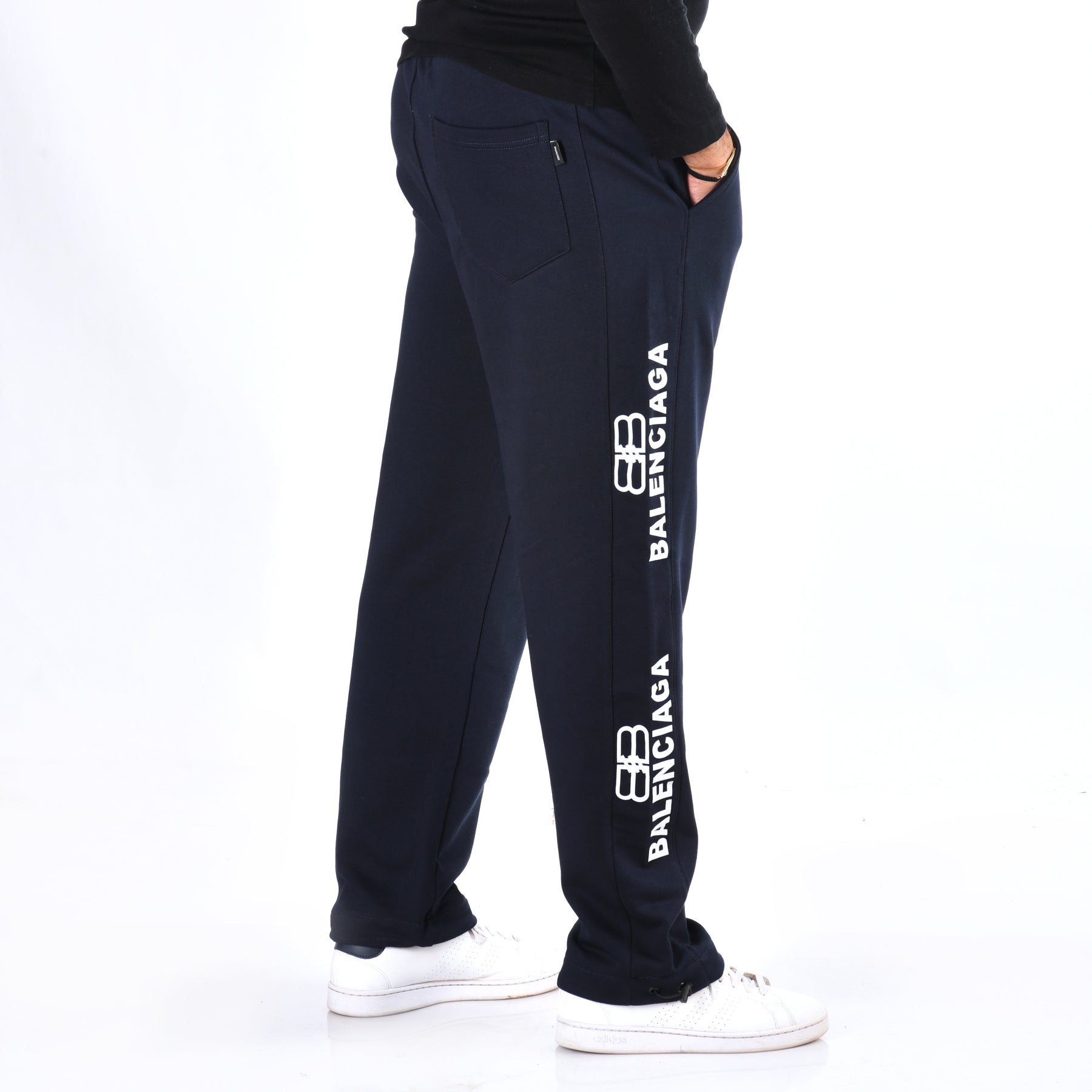 Men Cotton Relaxed Fit Pants Balenciaga (Blue)