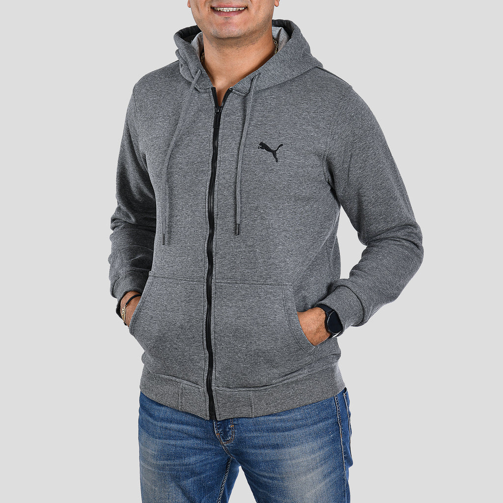 Men Puma Zipper Sweatshirt Padded (Dark Gray)