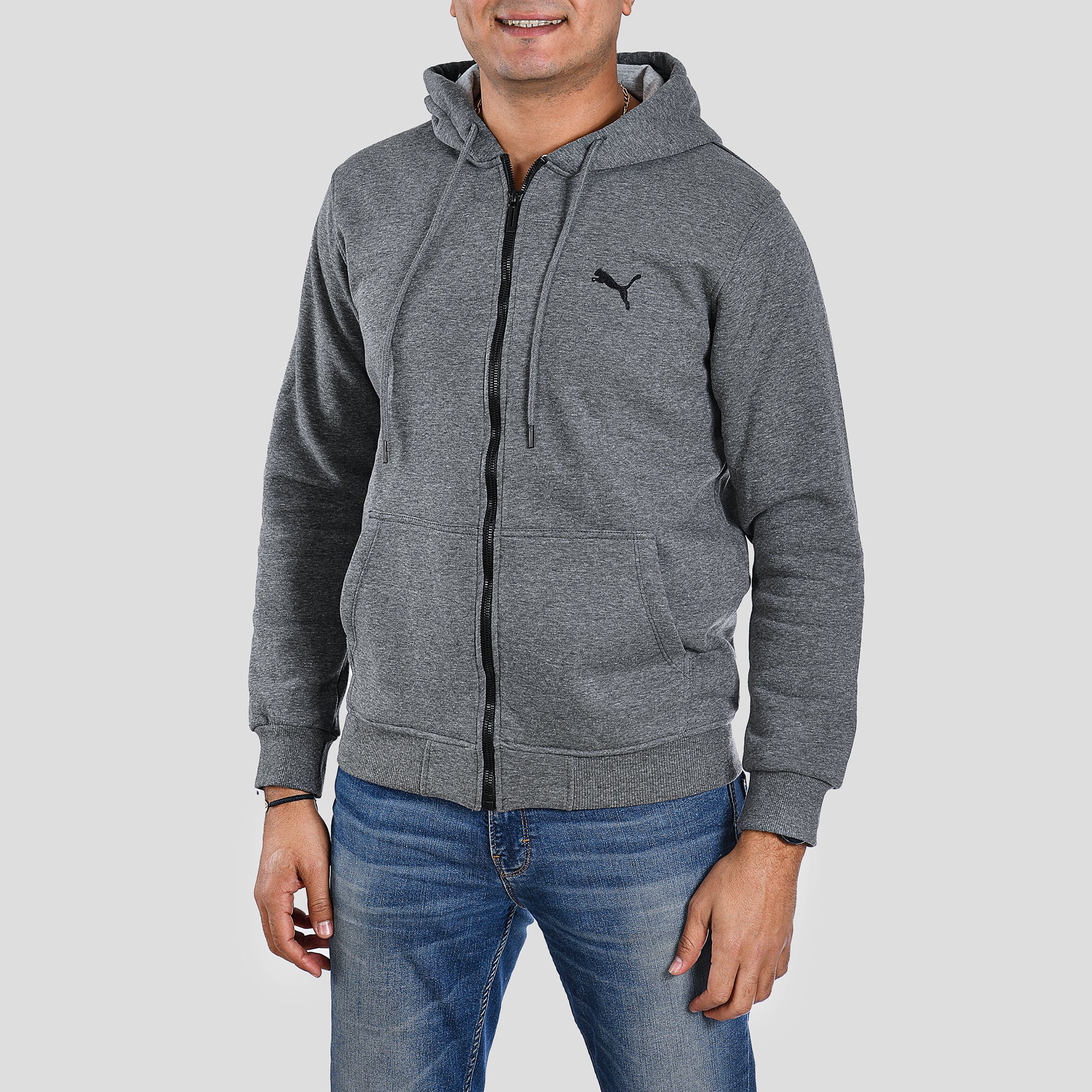 Men Puma Zipper Sweatshirt Padded (Dark Gray)