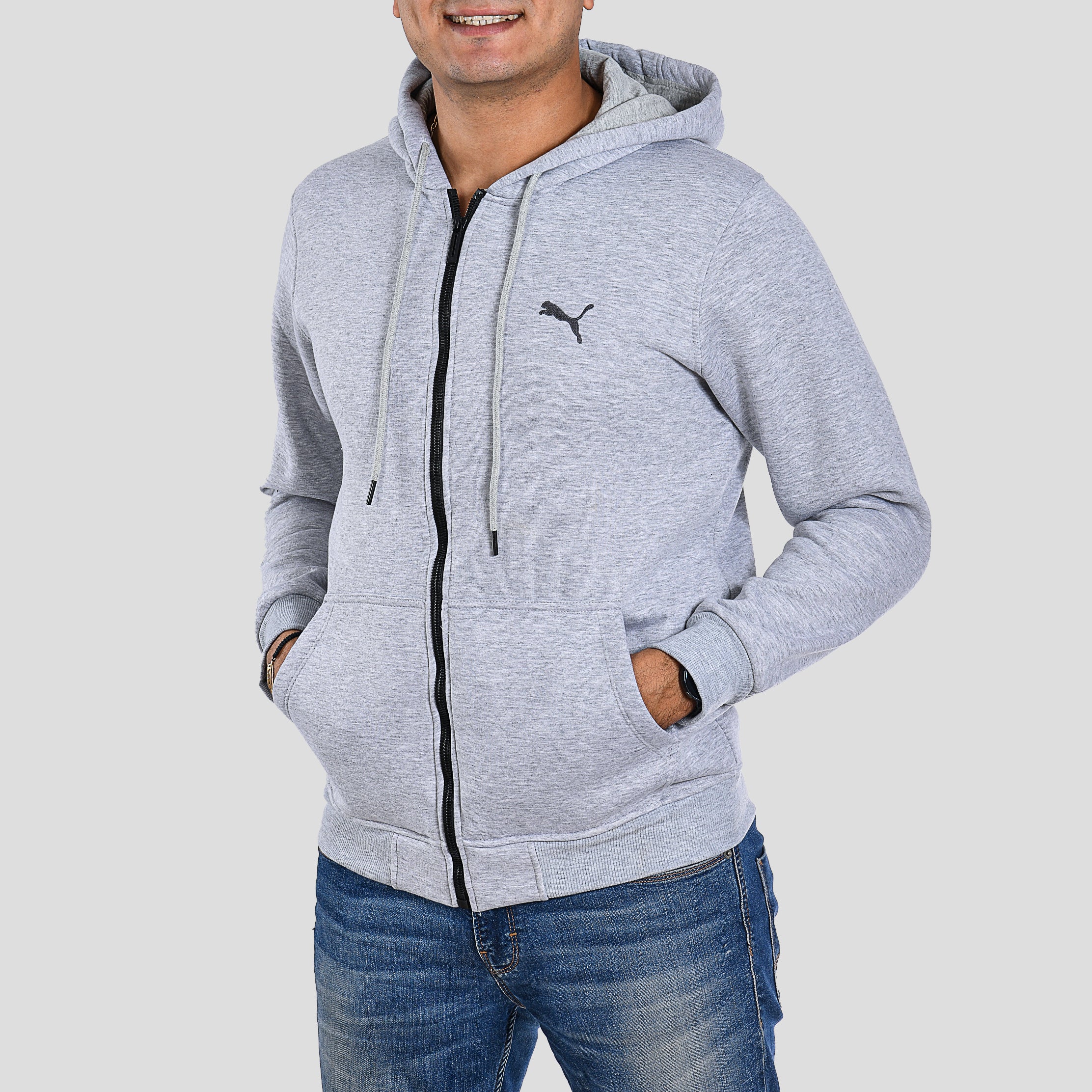 Men Puma Zipper Sweatshirt Padded (Gray)