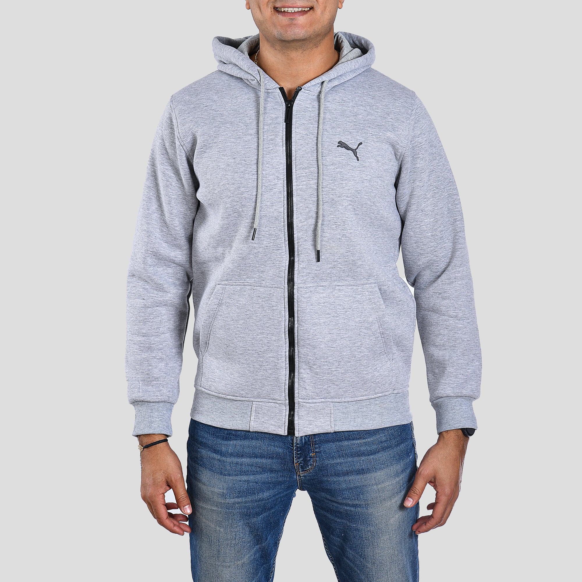 Men Puma Zipper Sweatshirt Padded (Gray)