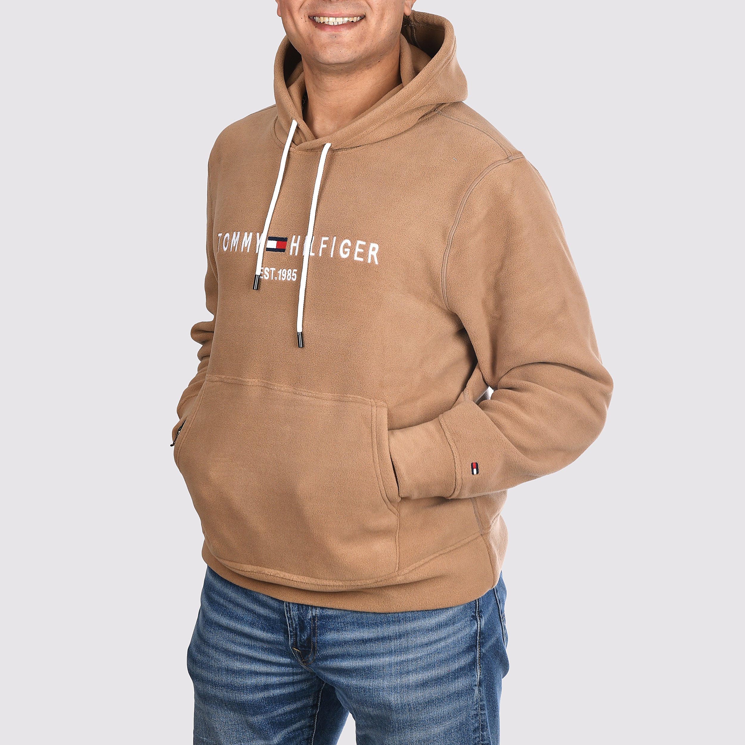 Men Hoodie Fleece Tommy (Beige)