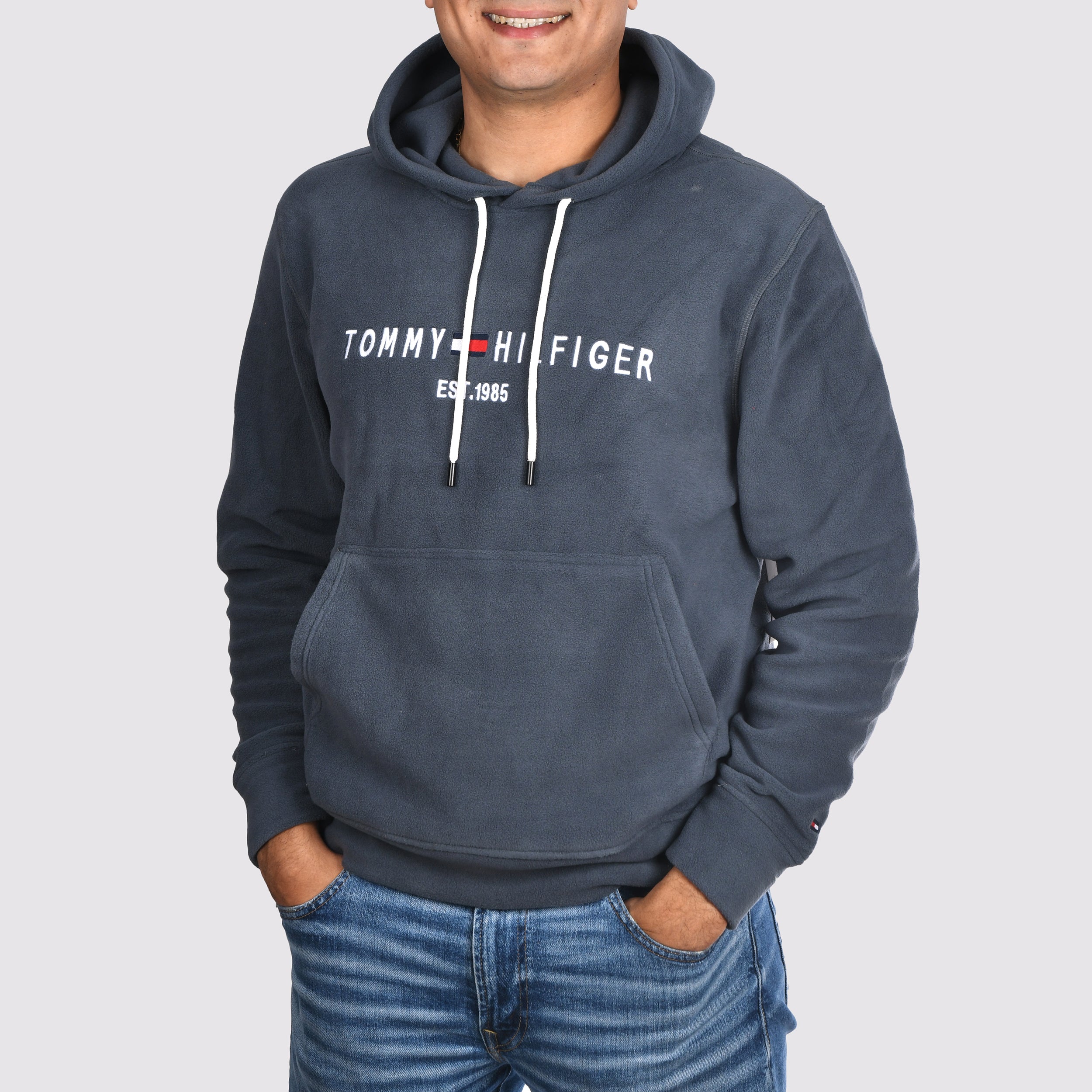 Men Hoodie Fleece Tommy (White)