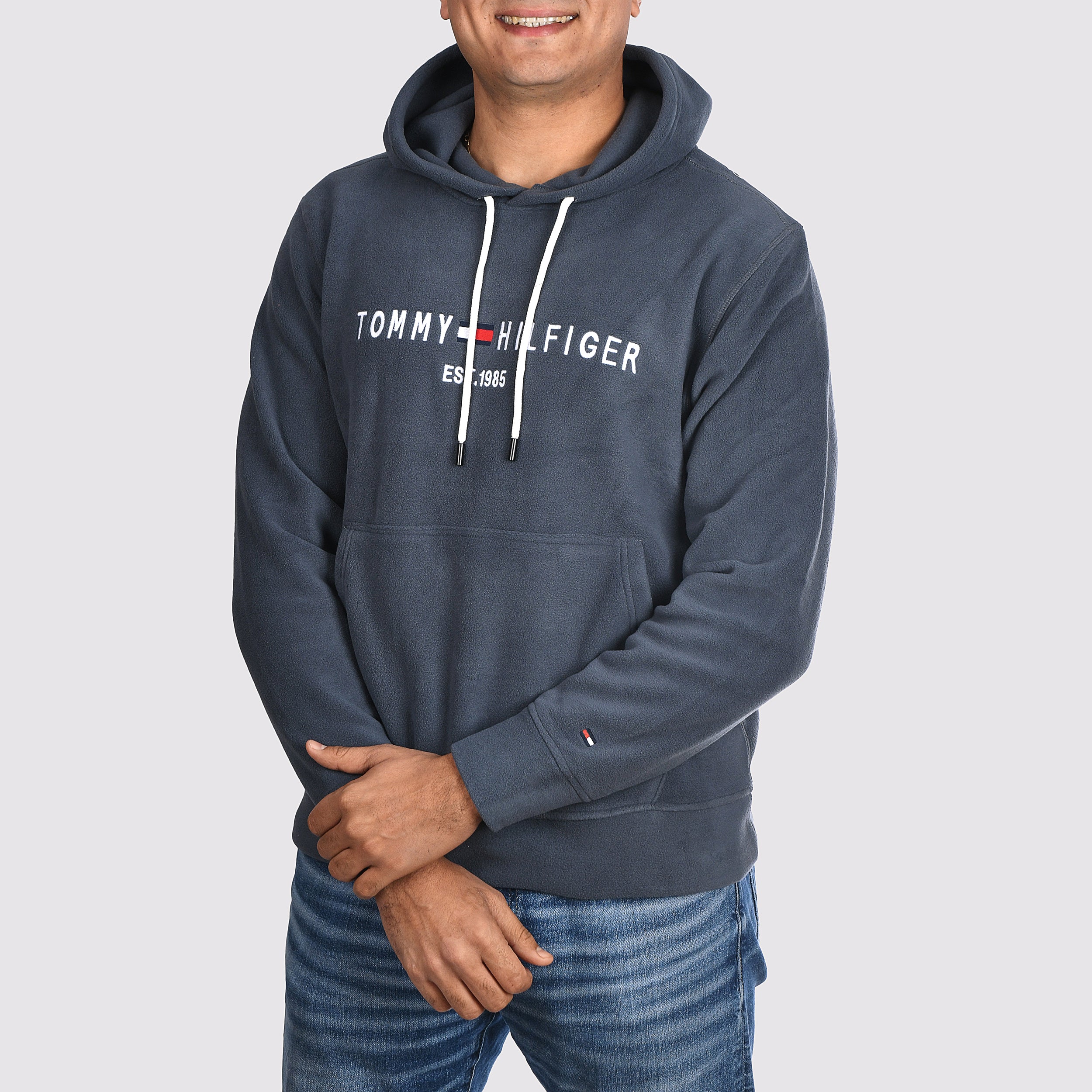 Men Hoodie Fleece Tommy (White)