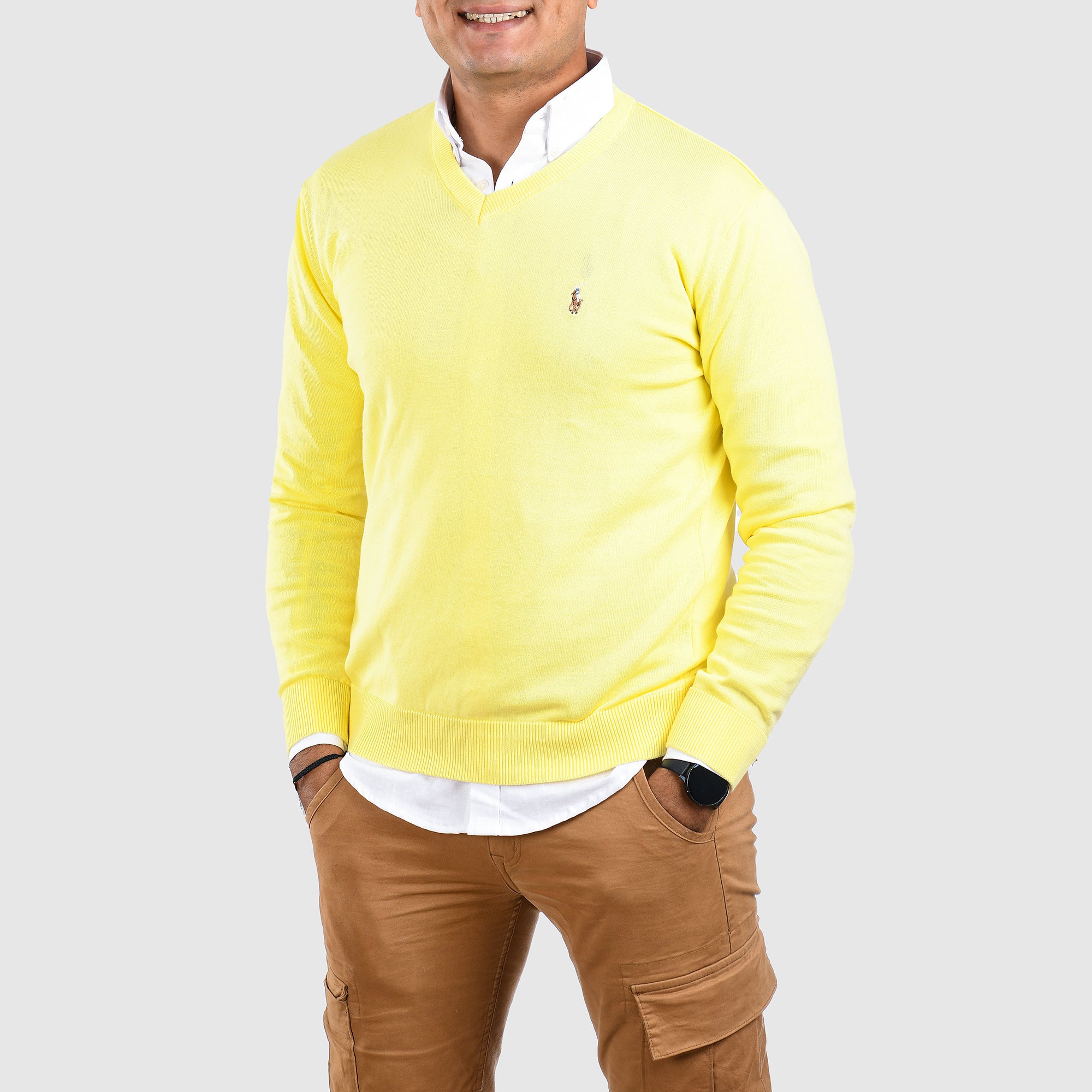 Men Pullover Rh V Neck (Yellow)