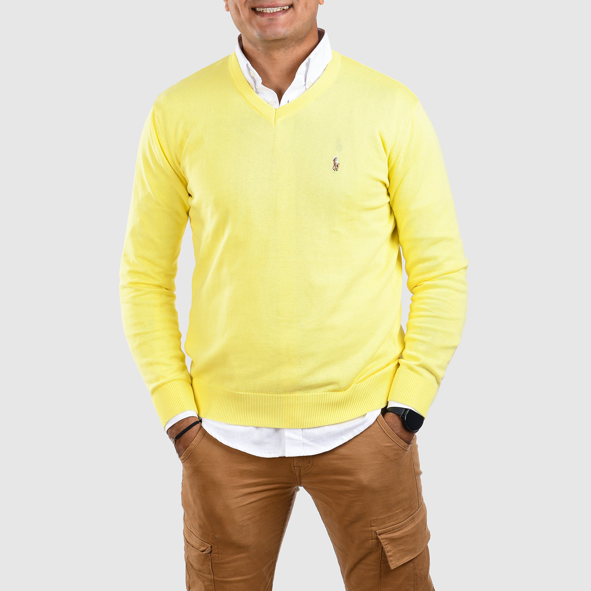 Men Pullover Rh V Neck (Yellow)