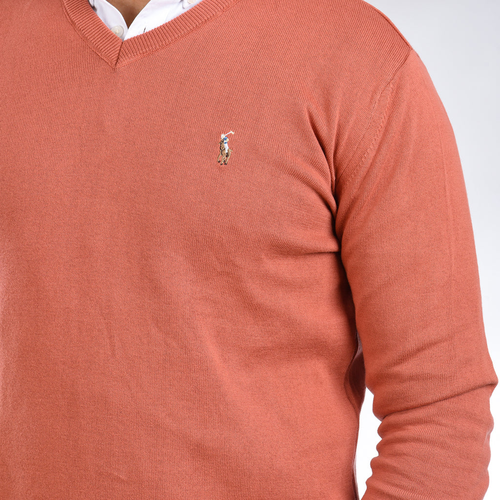 Men Pullover Rh V Neck (Brick)