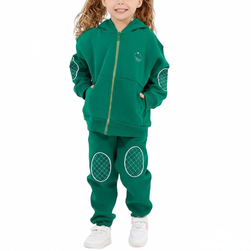 Girls Set Padded Zipper Cotton (Green)