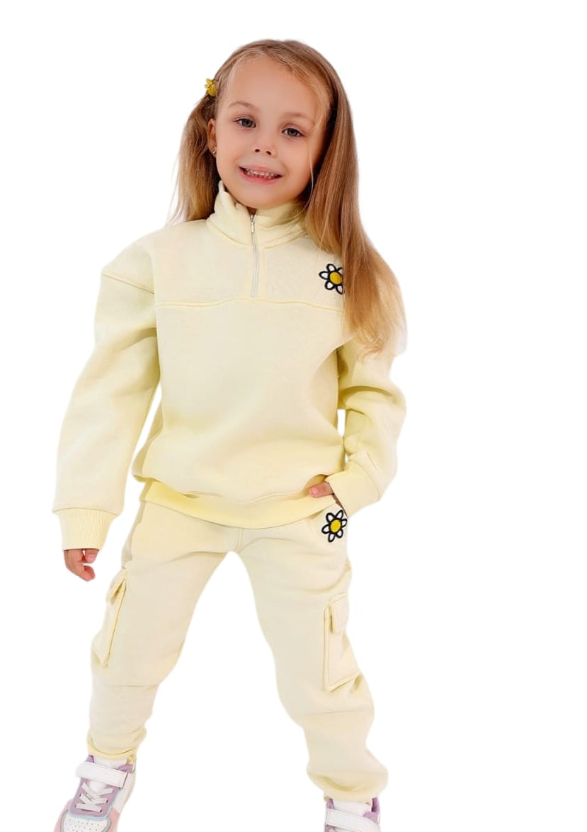 Girls Set Padded Zipper Cotton (Yellow)