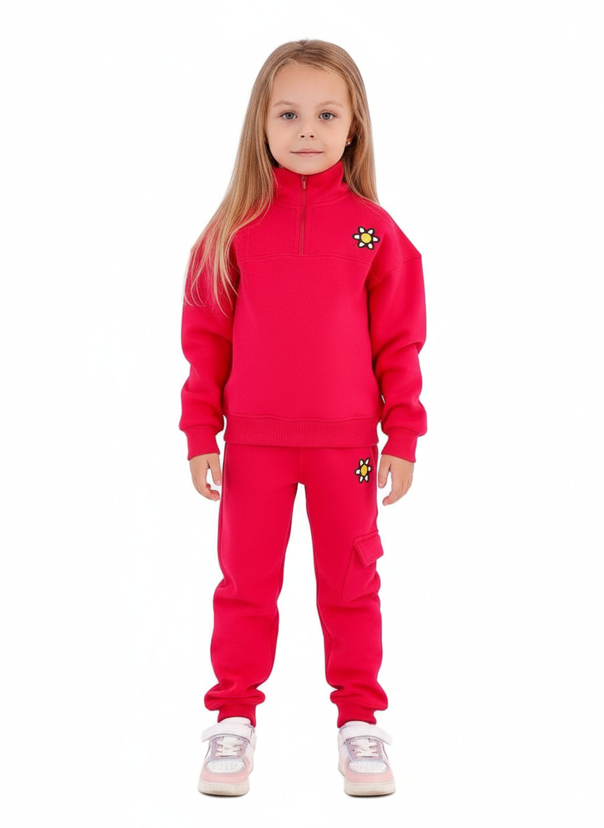 Girls Set Padded Zipper Cotton (Fuchsia)