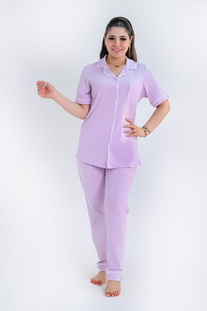 women Pajama Classic Cotton (Purple )