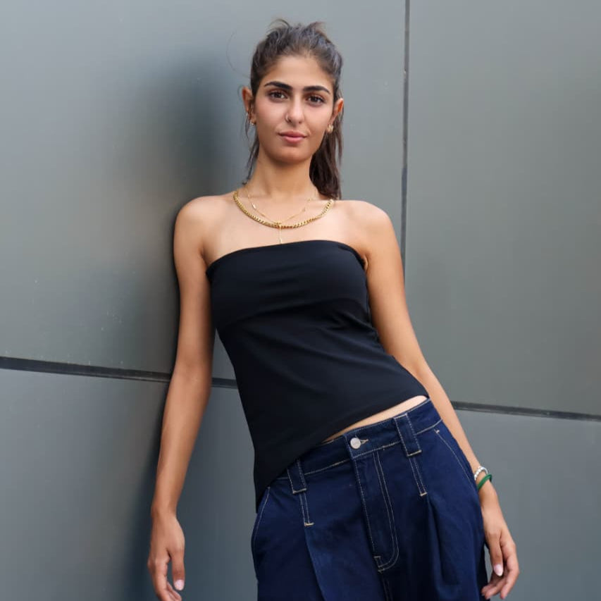 Women Tube top one sided cut (Black)