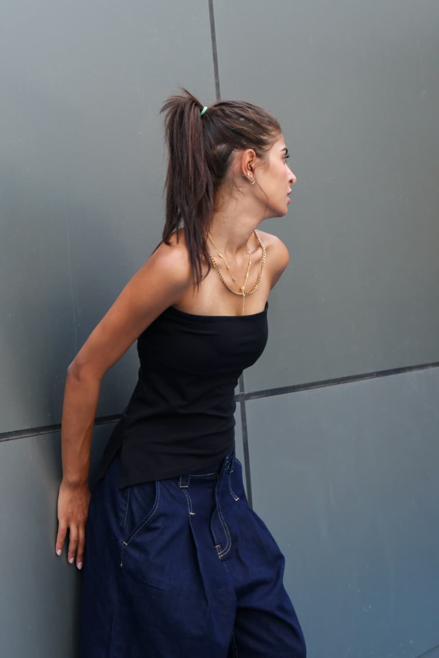 Women Tube top one sided cut (Black)