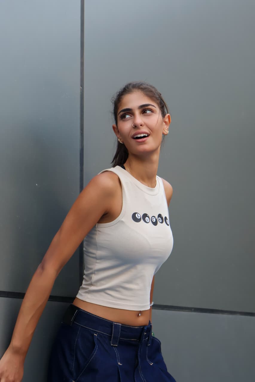 Women Tank Top Printed (Beige)