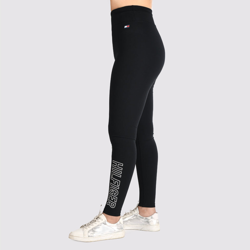 women Sports Elastic Waist Leggings Tommy (Black)