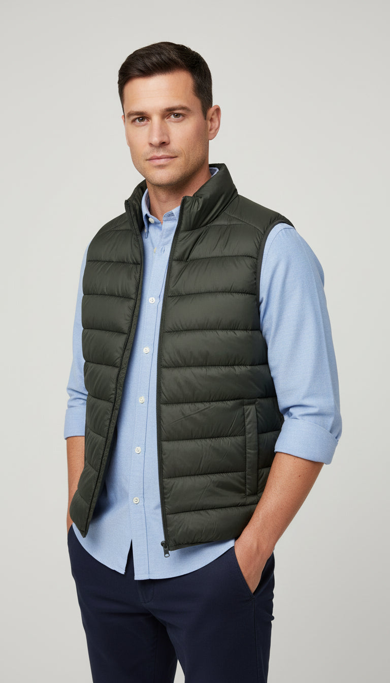 Men Vest Slim fit Olive