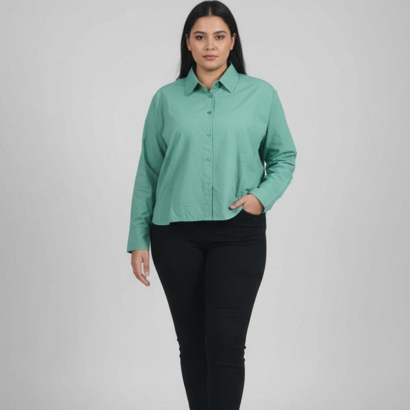 Women Shirt Cropped (Green)