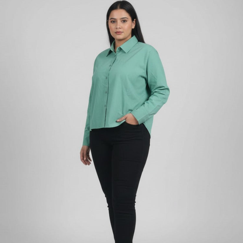 Women Shirt Cropped (Green)