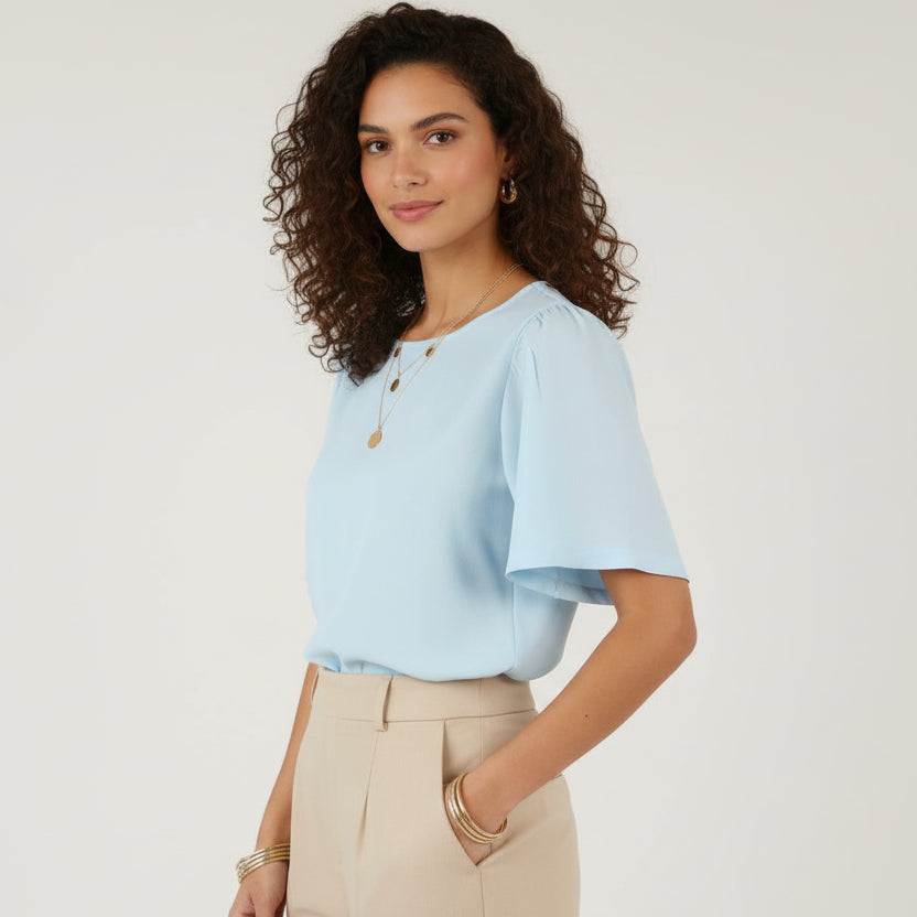 Women Blouse Linen (Baby Blue)