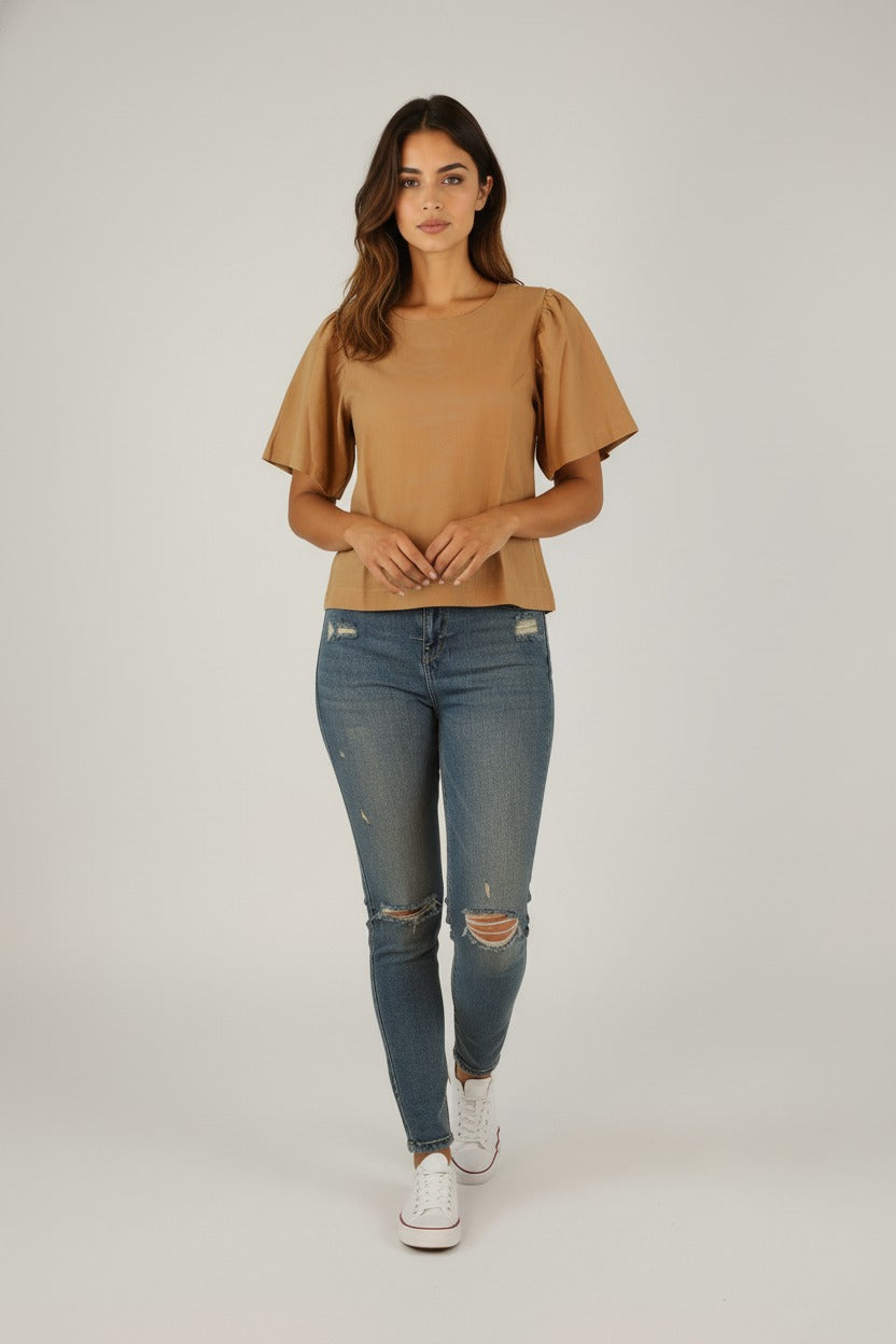 Women Blouse Linen (Cafe)