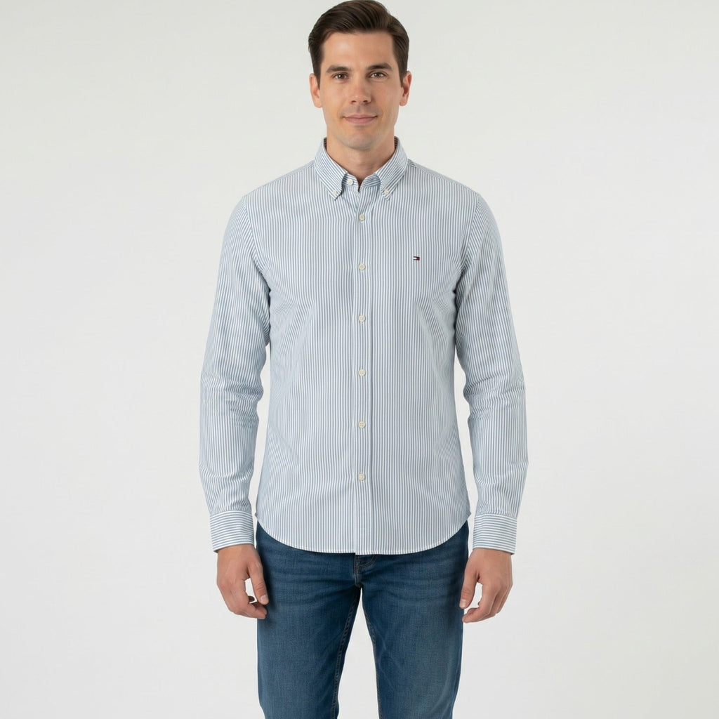Men Shirt Striped Oxford (Gray)