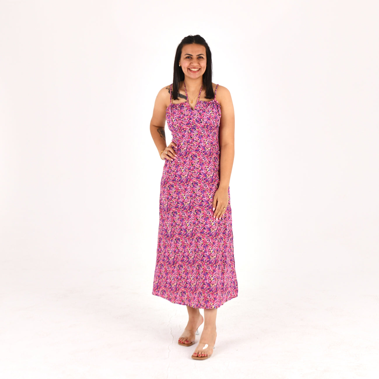 Women Long viscose dress (Shoulder strap)