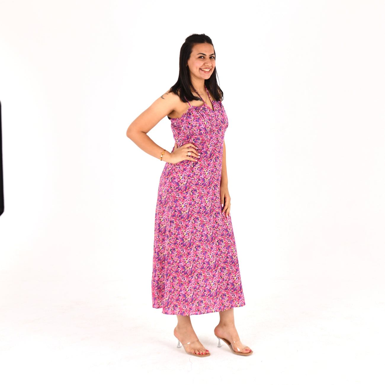 Women Long viscose dress (Shoulder strap)