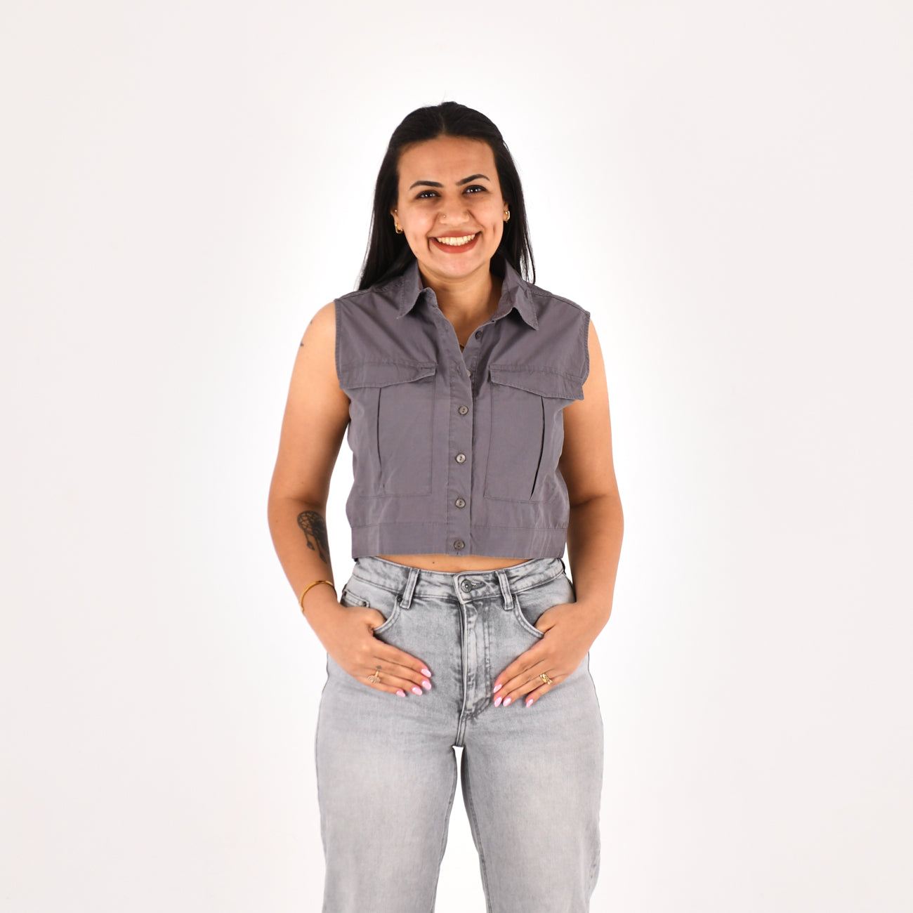 Women Sleeveless Crop Shirt H&M ( Geary)