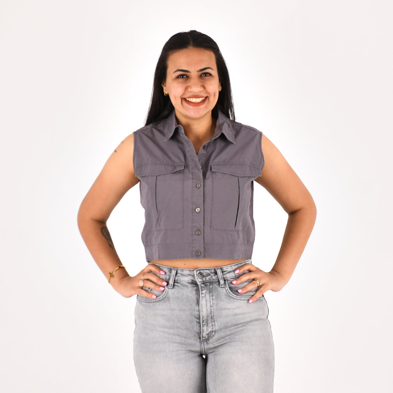 Women Sleeveless Crop Shirt H&M ( Geary)