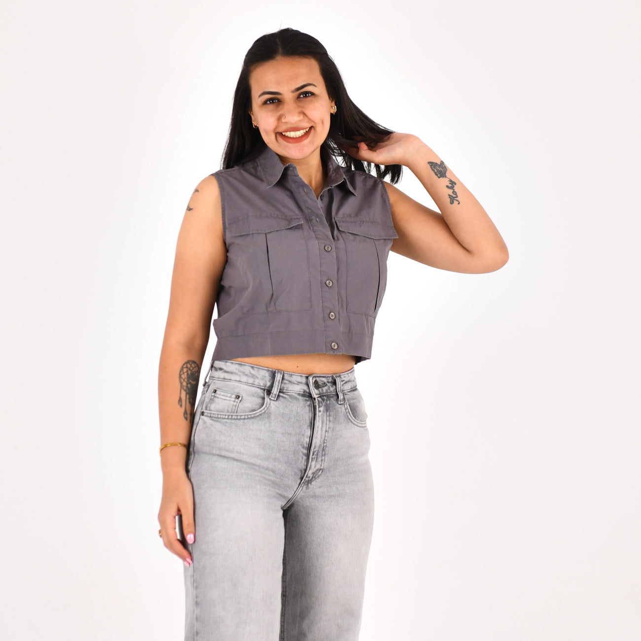 Women Sleeveless Crop Shirt H&M ( Geary)