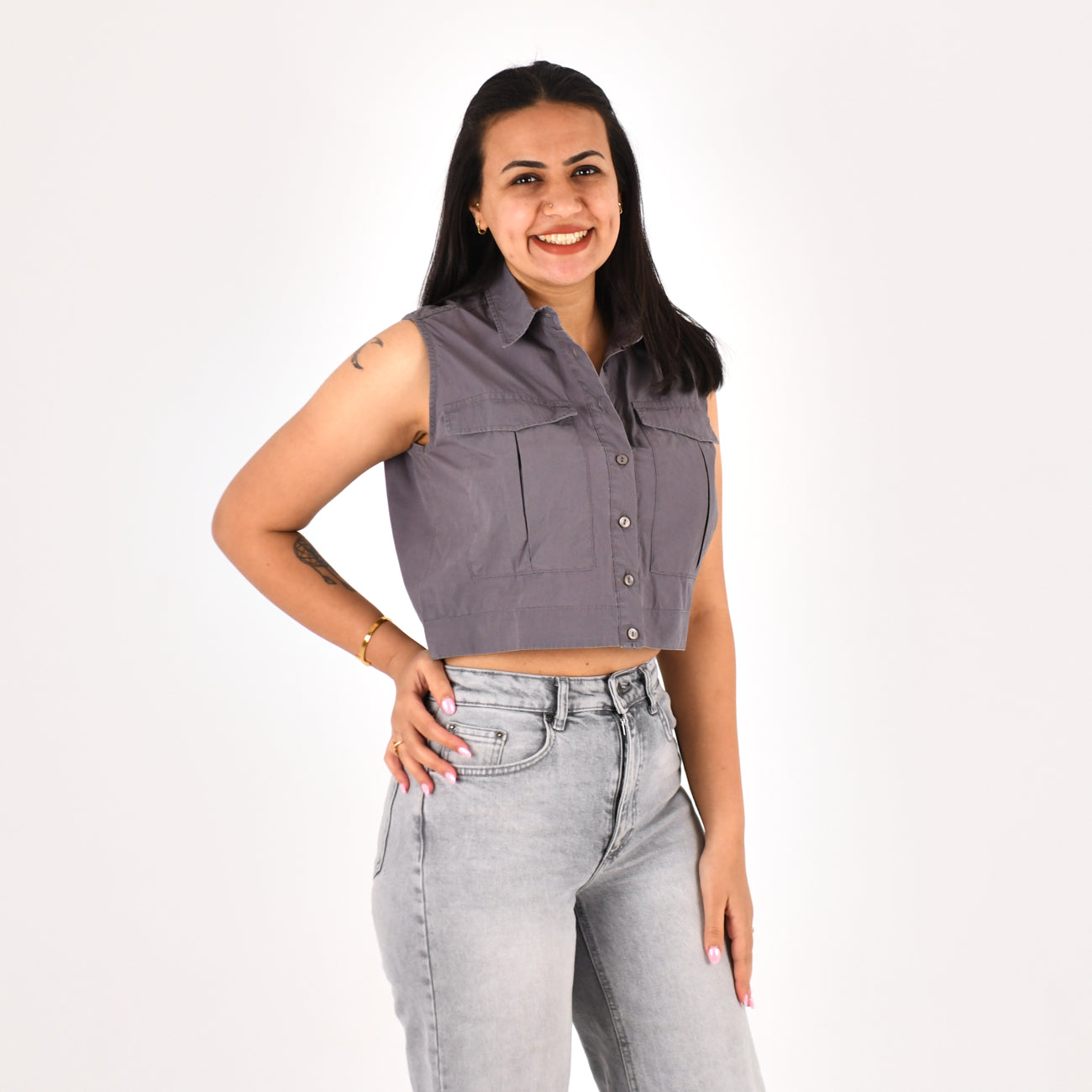 Women Sleeveless Crop Shirt H&M ( Geary)