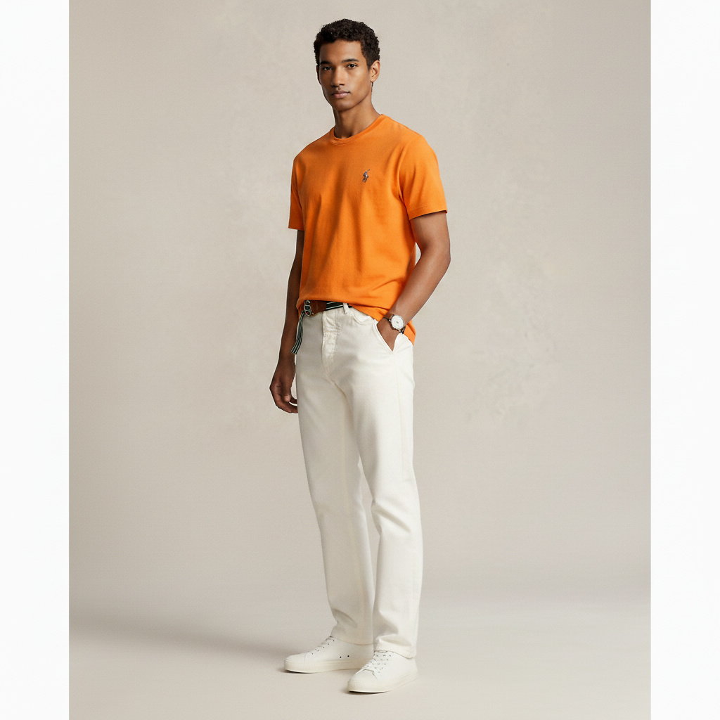 Men Classic Fit Jersey Crewneck T-Shirt Ralph Lauren (Orange)