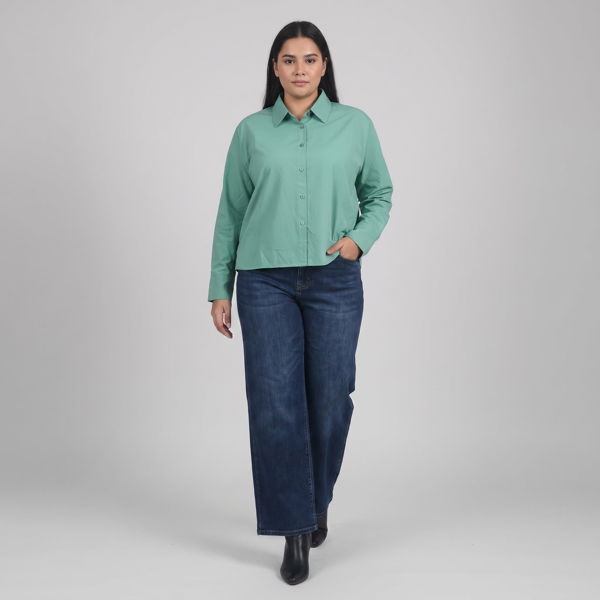 Women Shirt Cropped (Green)