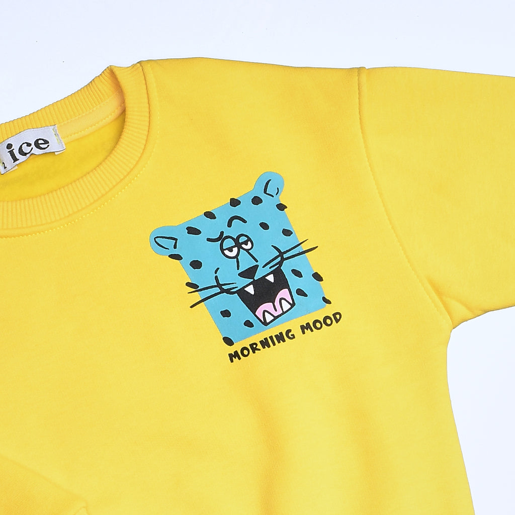 Boys Crew Neck Printed Padded Melton (Yellow)