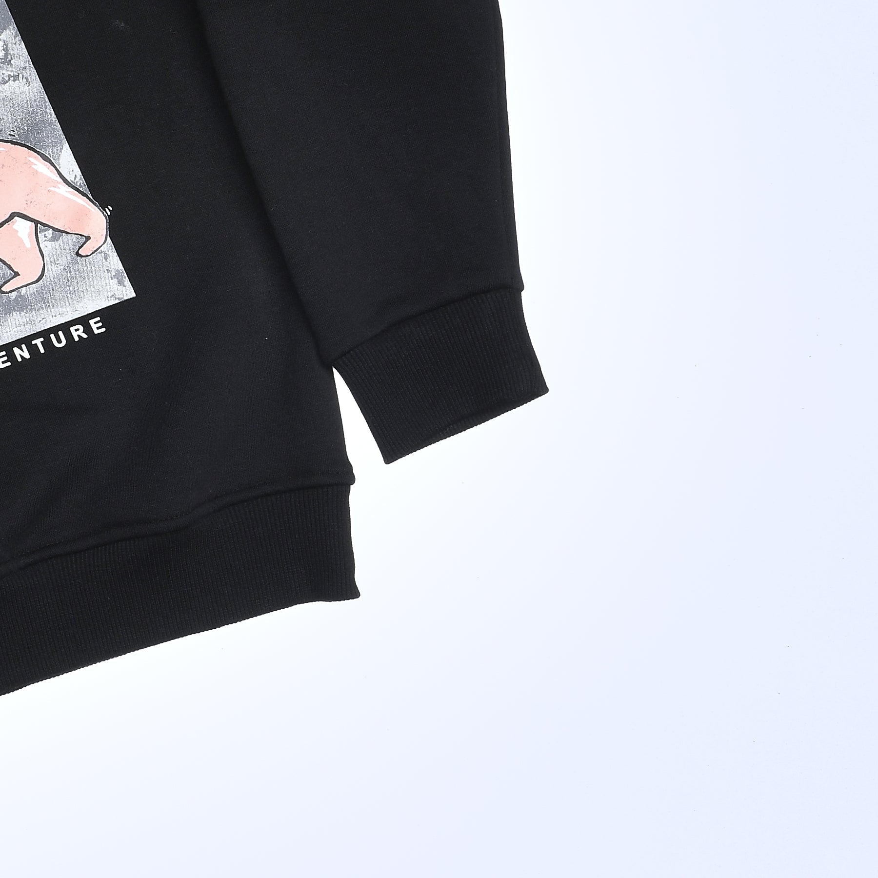 Boys Crew Neck Printed Padded Melton (Black)