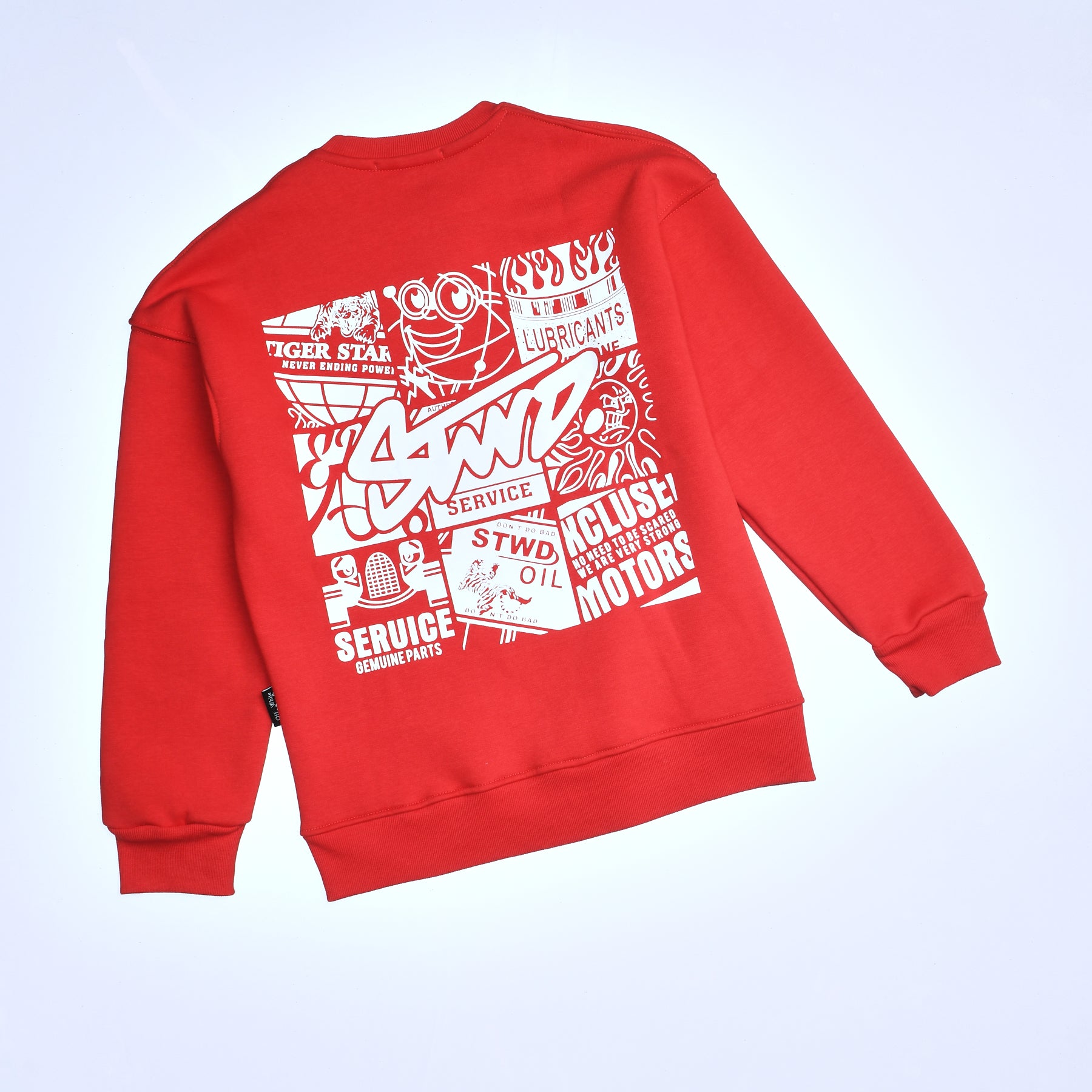Boys Crew Neck Printed Padded Melton (Red)