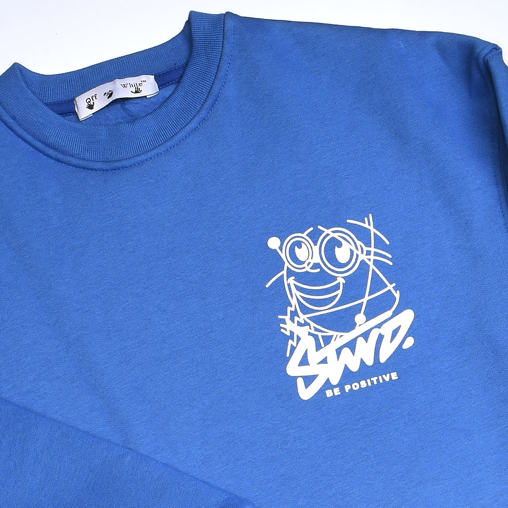 Boys Crew Neck Printed Padded Melton (Blue)