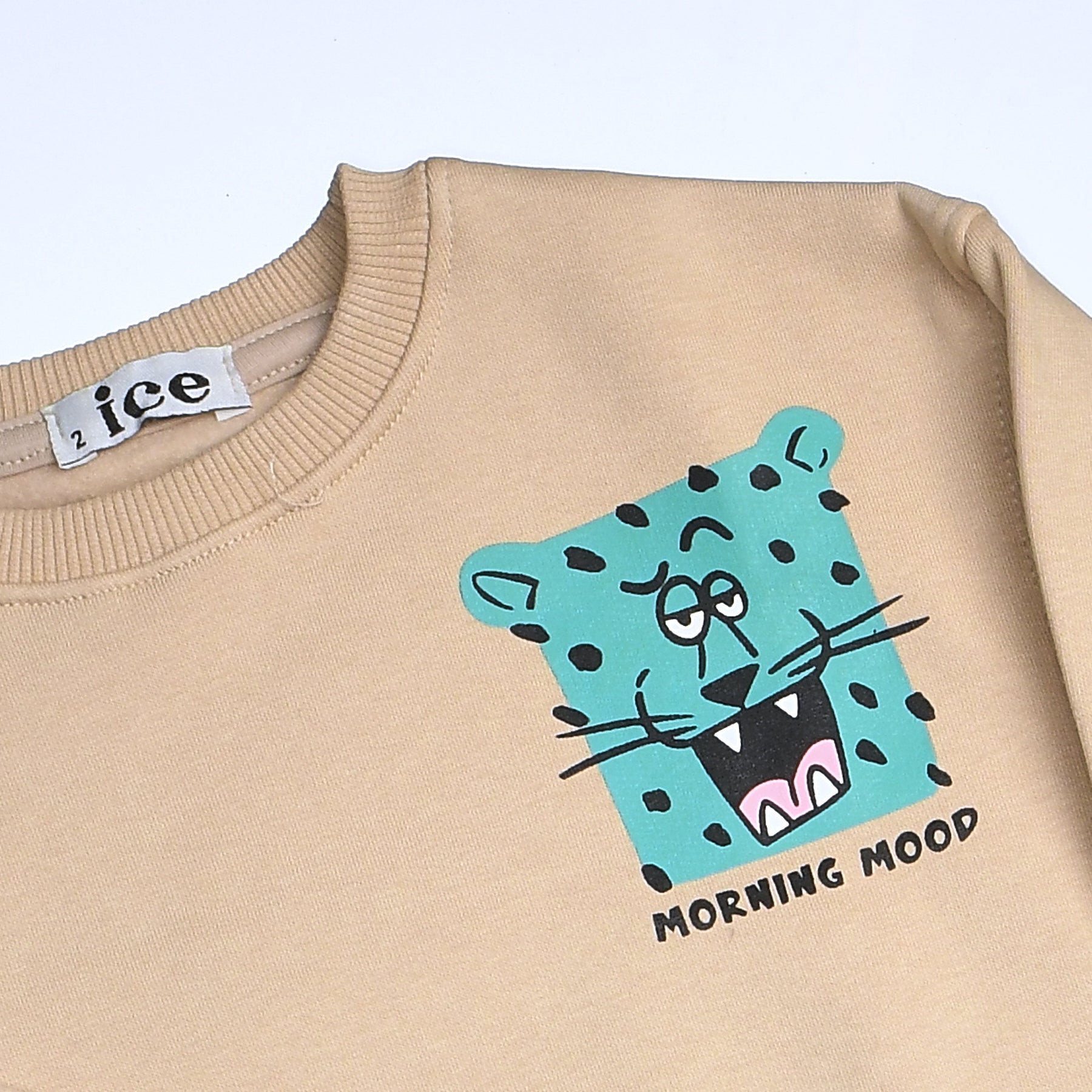 Boys Crew Neck Printed Padded Melton (Beige)