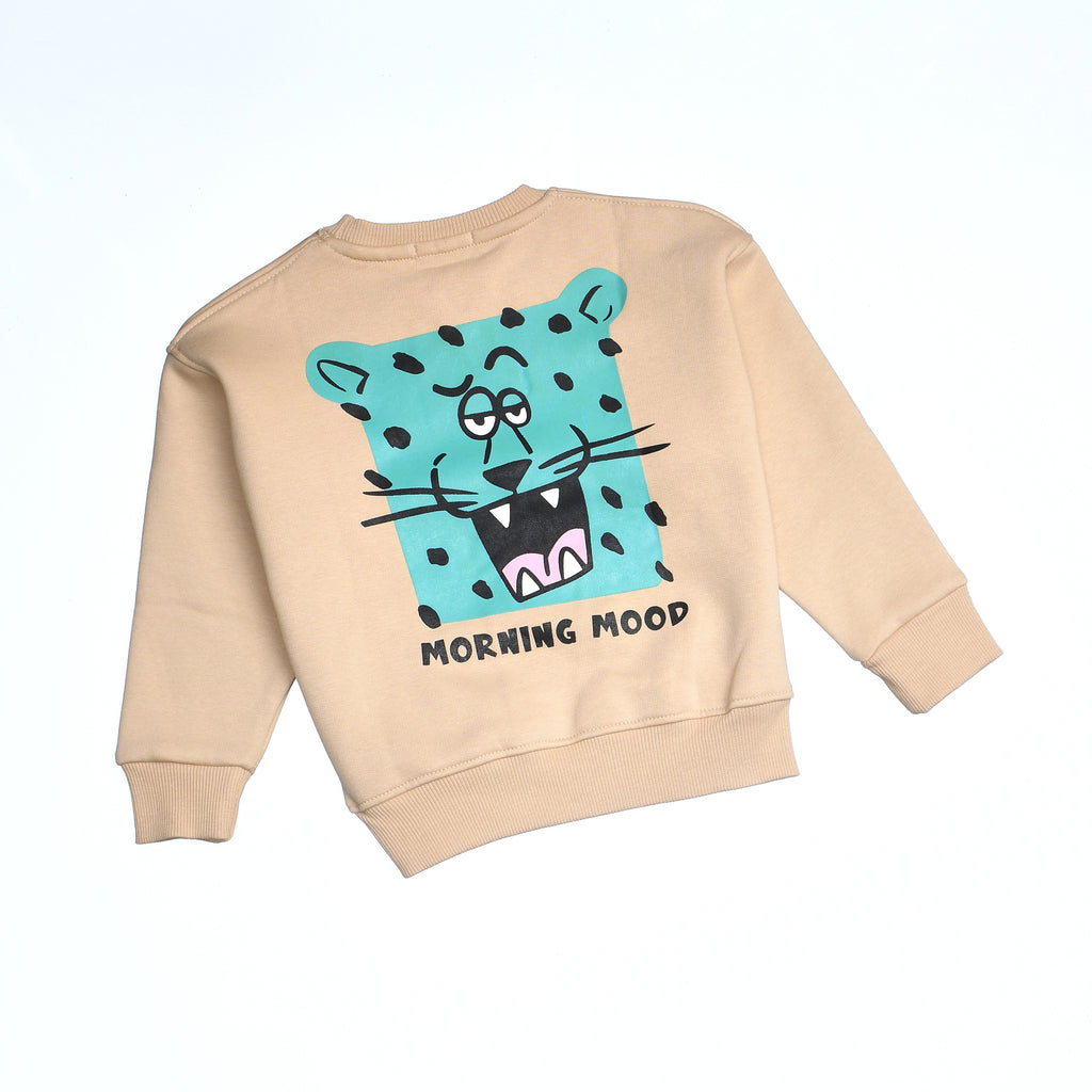 Boys Crew Neck Printed Padded Melton (Beige)