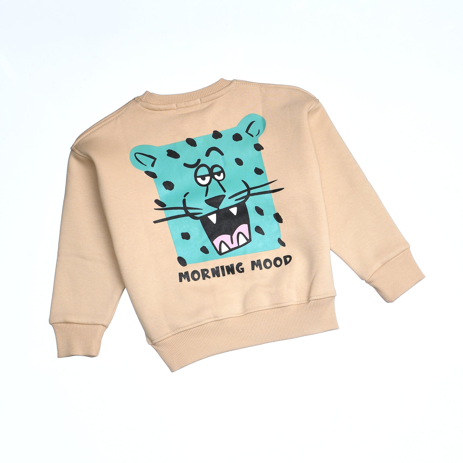 Boys Crew Neck Printed Padded Melton (Beige)