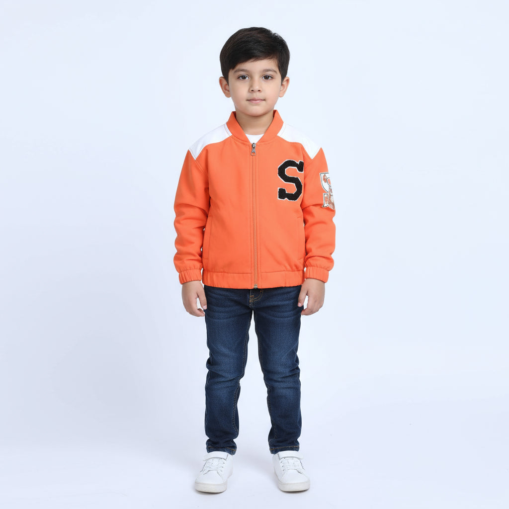 Boys Waterproof Zipper Jacket (Orange)