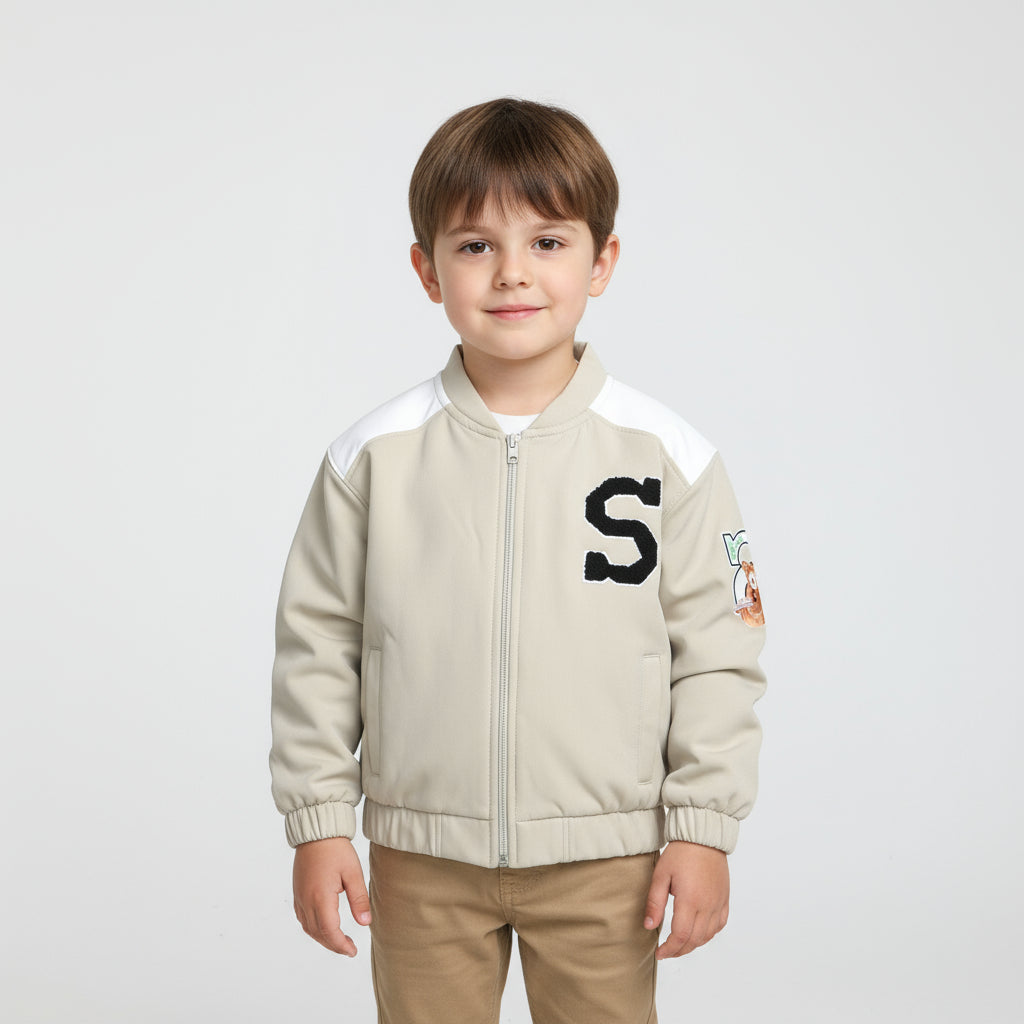 Boys Waterproof Zipper Jacket (Gray)