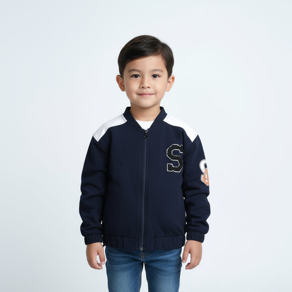 Boys Waterproof Zipper Jacket (Dark Blue)