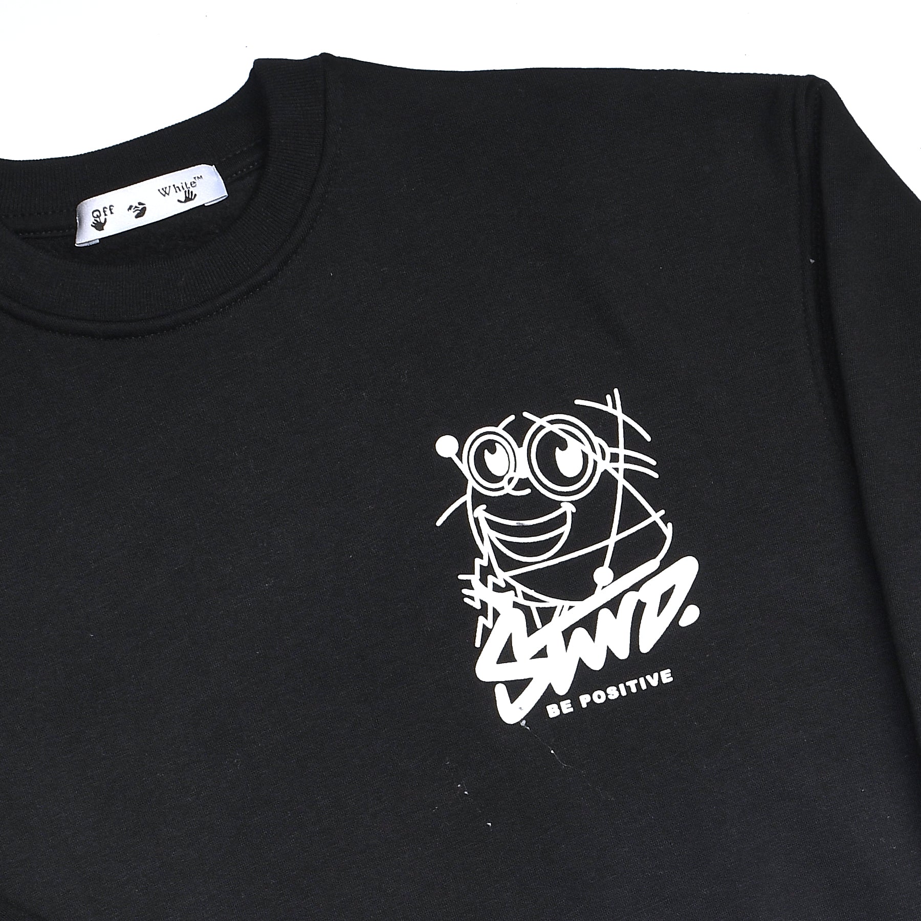 Boys Crew Neck Printed Padded Melton (Black)